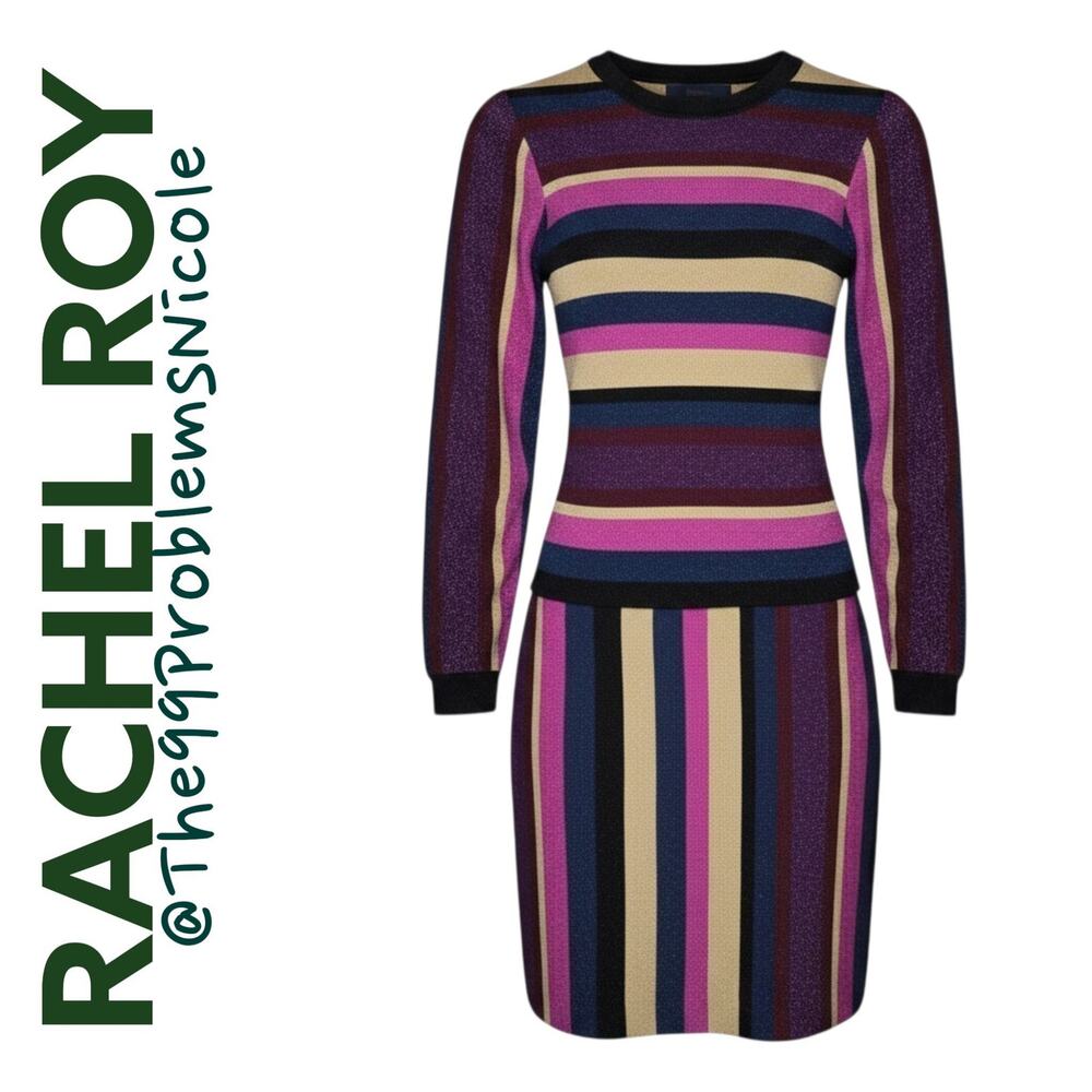 Rachel Roy Striped Sweater Mini Skirt Set